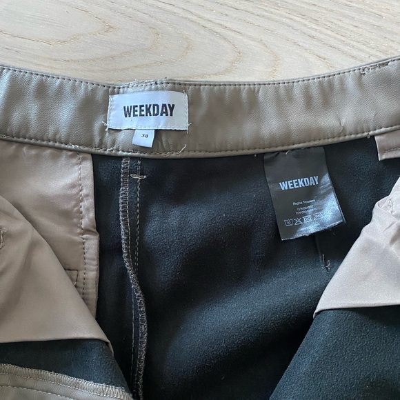 Beige Leather Faux Pants - Picture 3 of 4